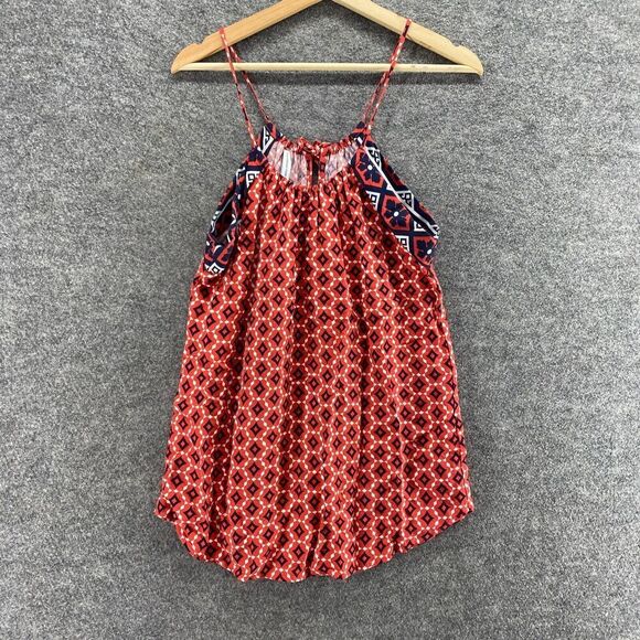Southern Tide Top Women M Medium Red Geometric Sleeveless Halter Neck Casual - Picture 1 of 9